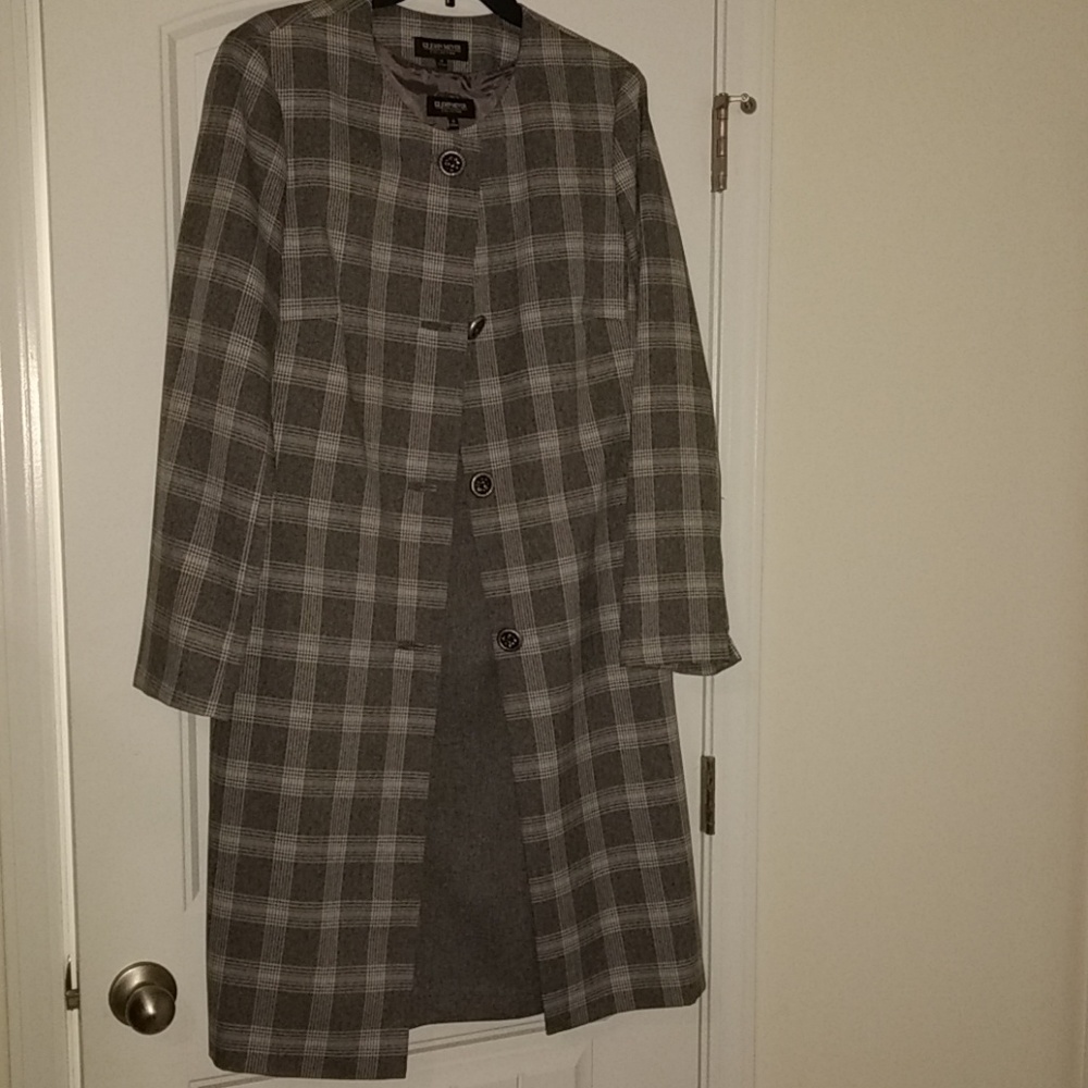 Sheath Dress with Plaid Dress Length Jacket